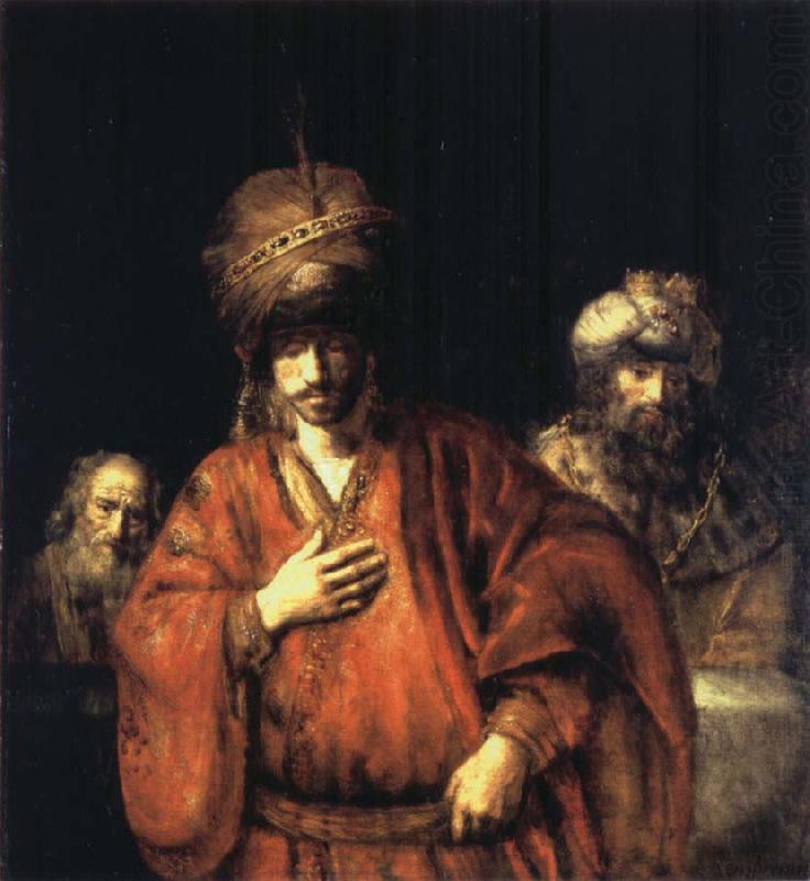 David and Uriah or Ahasuerus,Haman and Harbona, REMBRANDT Harmenszoon van Rijn
